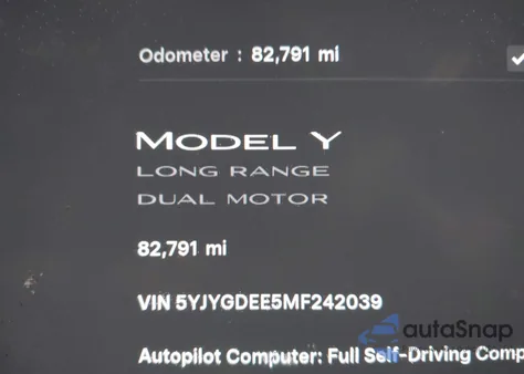 2021 Tesla Model Y Long Range Dual Motor All-Wheel Drive from USA, damaged, VIN 5YJYGDEE5MF242039
